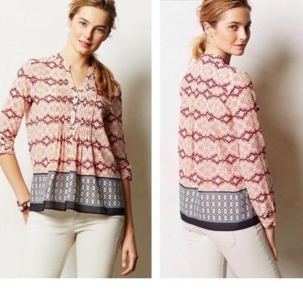 Anthropologie HD In Paris Kaveri Henley Top Size 8